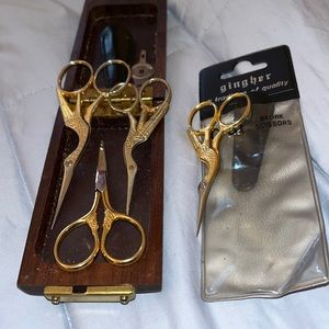Four pairs of Gingher embroidery scissors